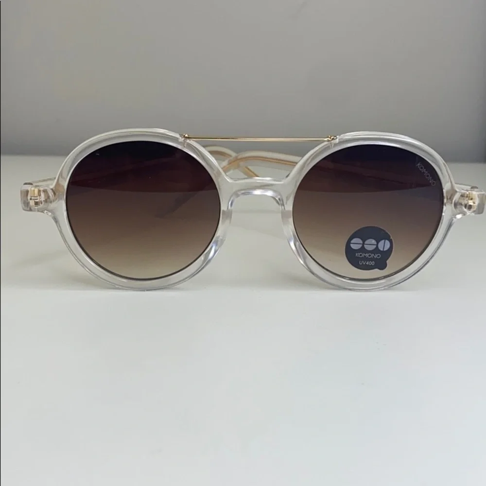 Komono Sunglasses NEW Vivien Clear round frame gold